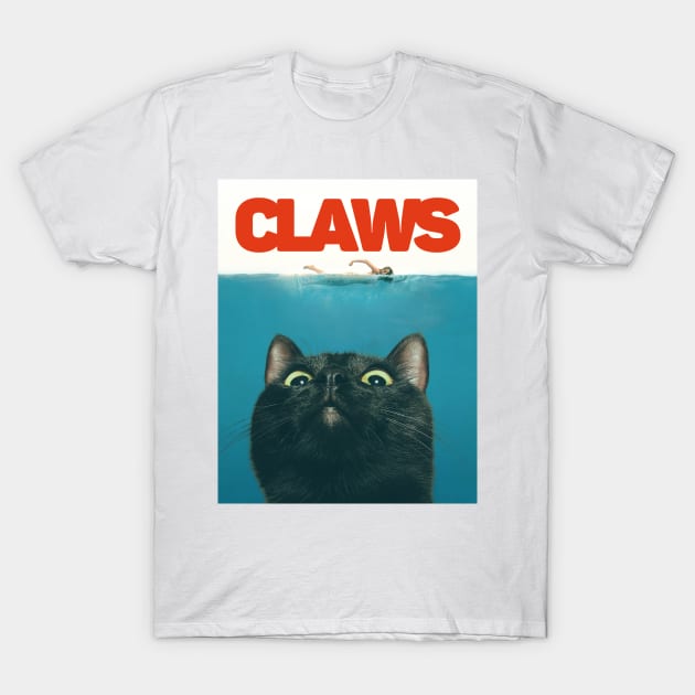 Claws Cat - Jaws Parody T T-Shirt by Bodega Cats of New York